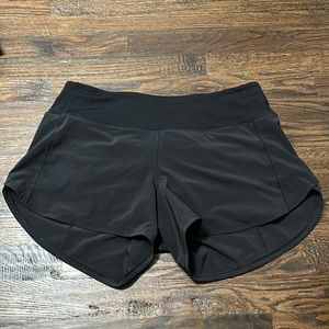 Lulu Lemon Mid-Rise Black Speed
Up Shorts Size: 8, 4" length